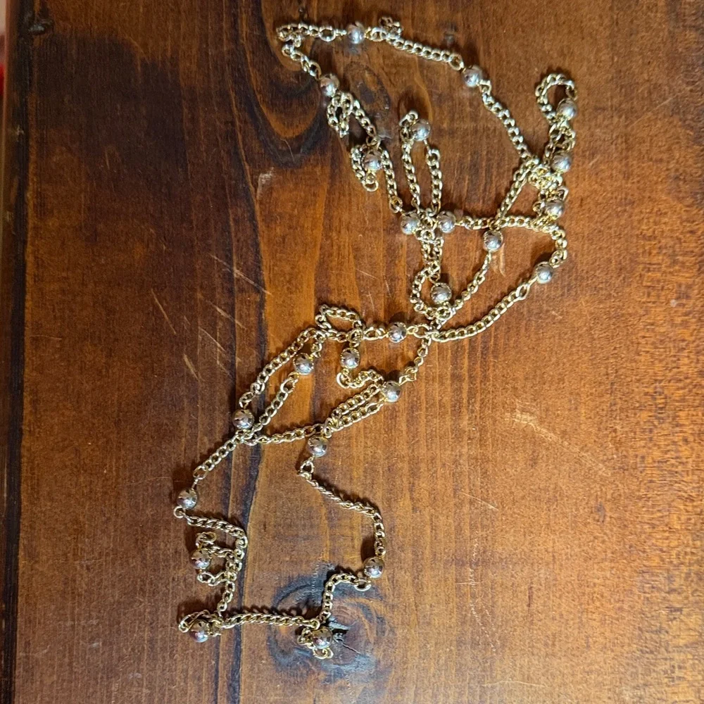 long bronze gold beaded boho necklace.